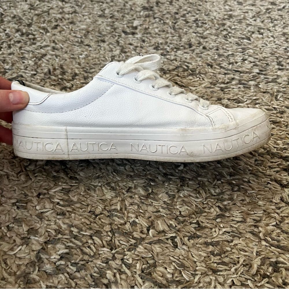 Nautica platform white leather sneakers size 8